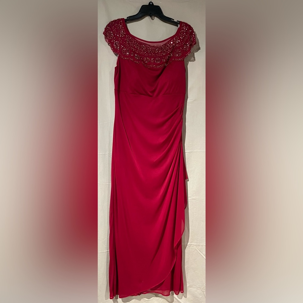 MSK Red Beaded Evening Dress